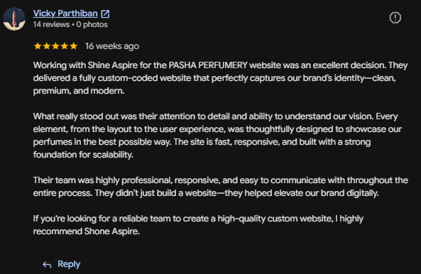 Shine Aspire Google My Business Client Review 16
