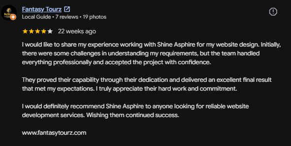 Shine Aspire Google My Business Client Review 17